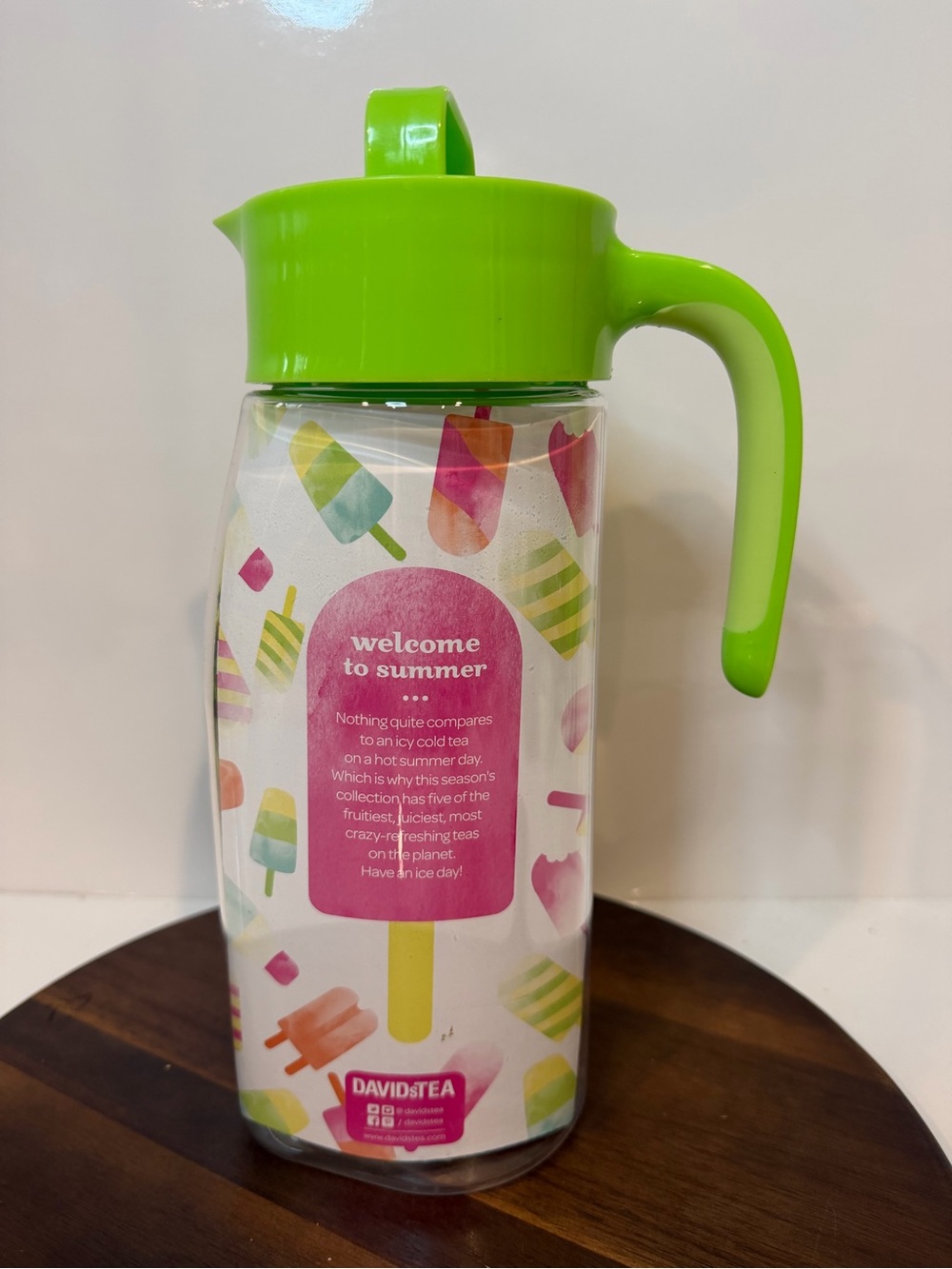 New DAVIDsTEA Lime Green Flash Chill Iced Tea Pitcher Infuser 2L